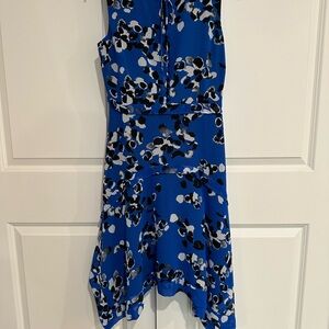 CAbi Blue and Black Asymmetrical High-Low Sundress